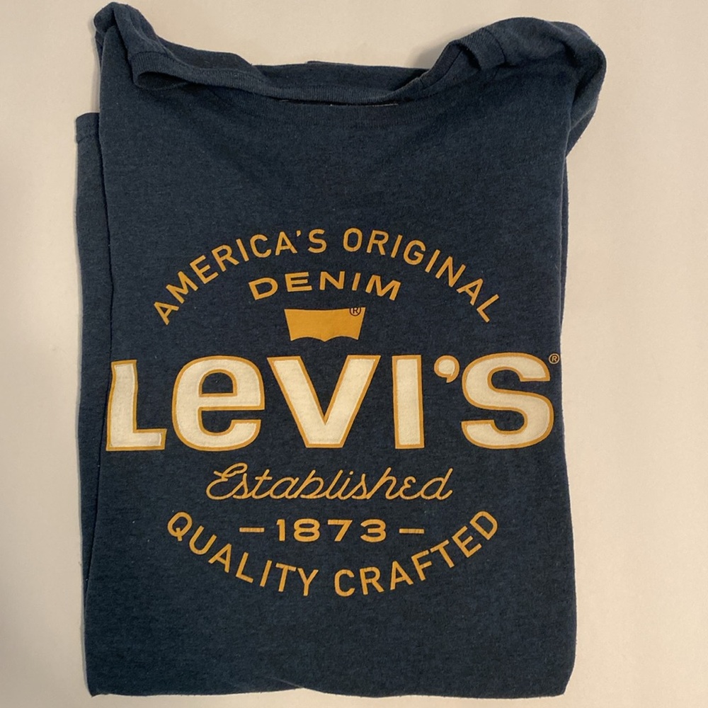 LEVI'S Graphic Blue Unisex Casual Crew Neck T-Shirt Streetwear Comfy Men’s Large